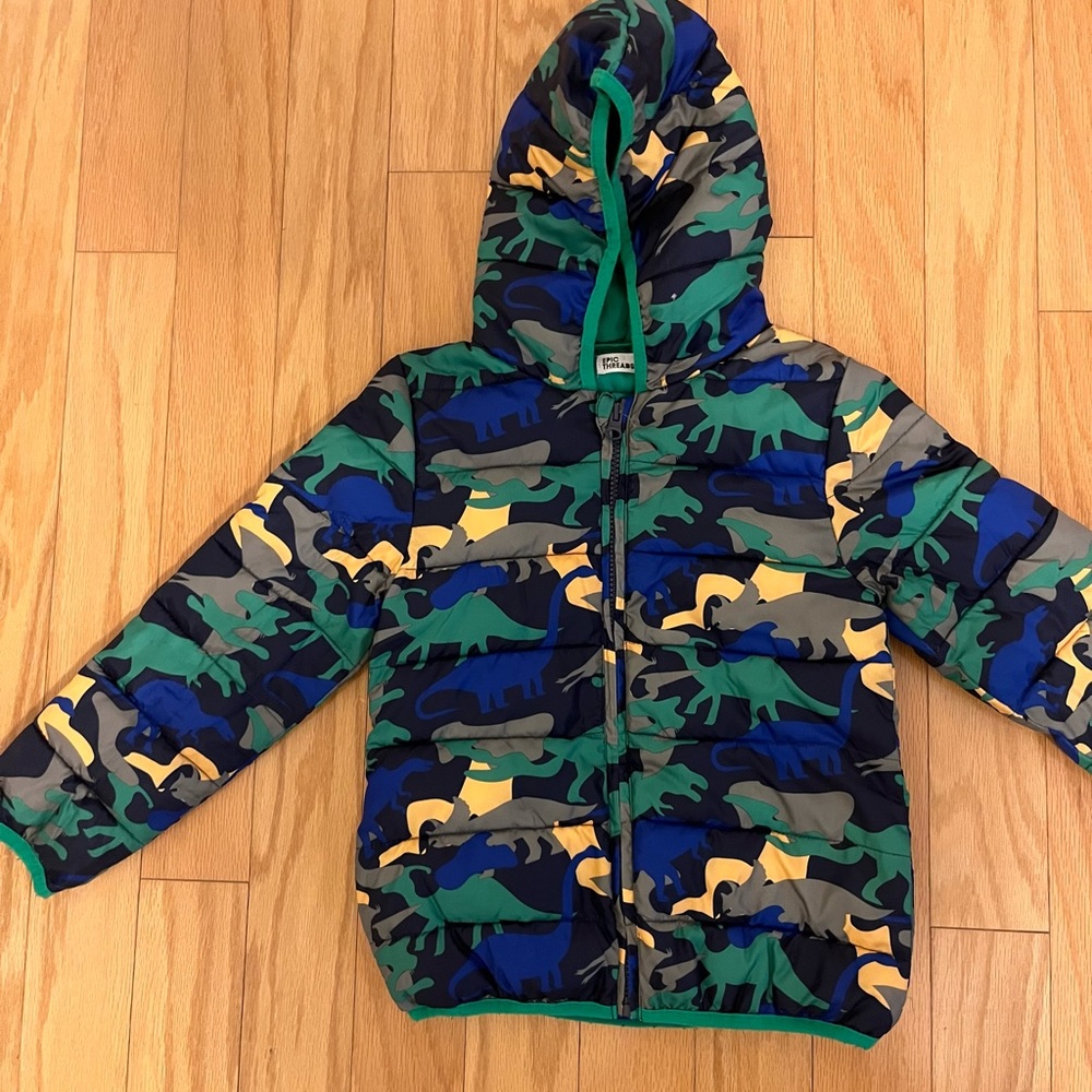 Dinosaur puffy rain coat